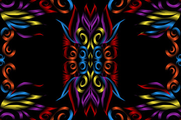 colourful caleidoscope classic gradient flower art pattern of traditional tenun batik ethnic dayak ornament for wallpaper ads background sticker or clothing