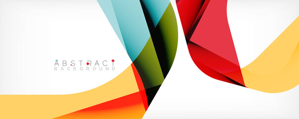 Obraz premium Minimal abstract background - color overlapping shapes on white with shadow lines. Vector Illustration For Wallpaper, Banner, Background, Landing Page