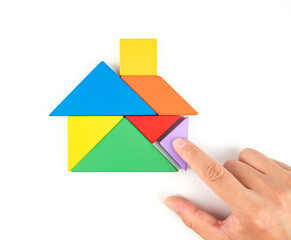 Tangram Puzzle House on White Background