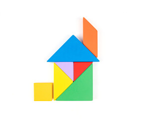 Tangram Puzzle House on White Background