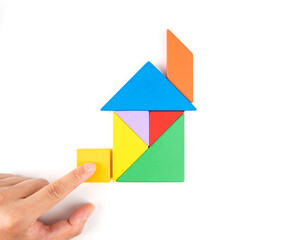 Tangram Puzzle House on White Background