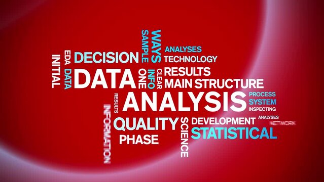 4k Data Analysis Animated Tag Word Cloud;Text Design big data Animation typography seamless loop.