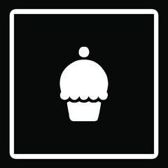 Cupcake icon vector Illustration. Cupcake icon image. Simple element illustration. Cupcake symbol design in square on black