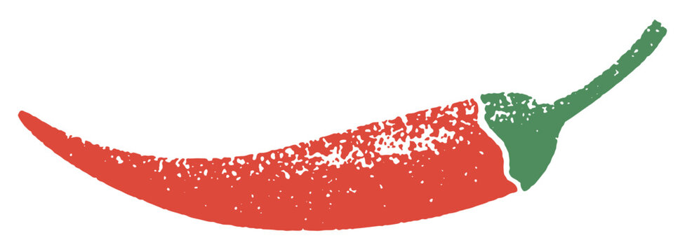 Red hot cayenne pepper illustration with grungy texture