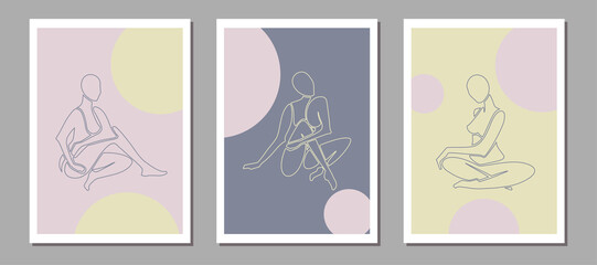 Matisse inspired posters with women silhouettes. Henri Matisse abstract female figures. Vector illustration isolated in white background