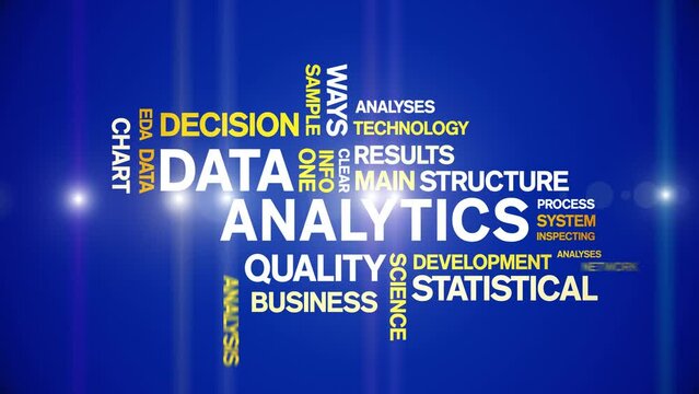4k Data Analytics Animated Tag Word Cloud;Text Design big data Animation typography seamless loop.