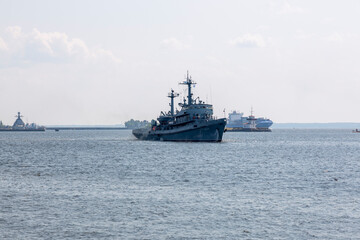 Fire ship in the Gulf of Finland off the coast of Kronstadt