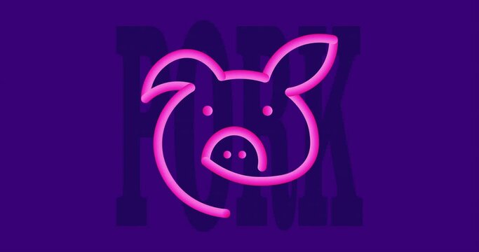 animated logo pork on a background of the inscription of the lines colors blend