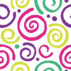 Seamless abstract pattern with circles and spirals.