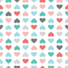Seamless pattern with hearts in a geometric arrangement.
