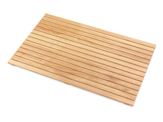 Blank wooden bathroom mat template mockup, 3d render illustration.