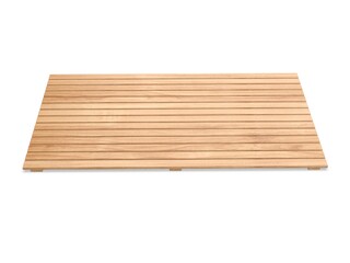 Blank wooden bathroom mat template mockup, 3d render illustration.