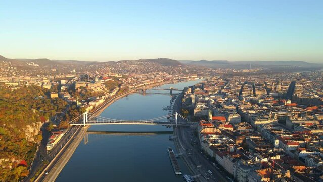 The Elizabeth Bridge spanning the River Danube in Budapest