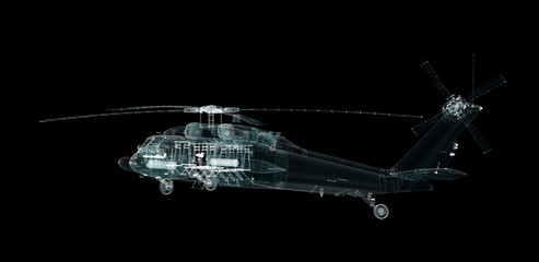Fototapeta na wymiar Helicopter Hologram. Military and Technology Concept