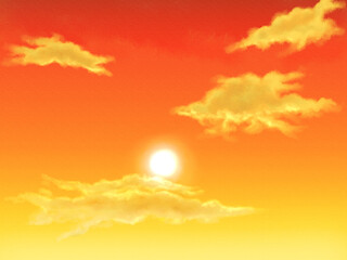 Obraz na płótnie Canvas Sunset drawn with digital watercolor