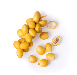 dates fruits top view on white
