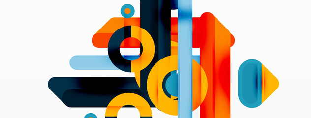 Fototapeta premium Lines geometric background. Stripes and rings composition business template for wallpaper, banner, background or landing