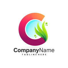 Fototapeta premium seaweed vector logo, letter g seaweed logo design