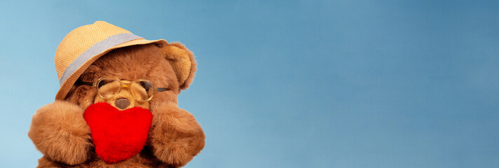 Valentines Day Wallpaper with Furphy Bear and Red Heart.