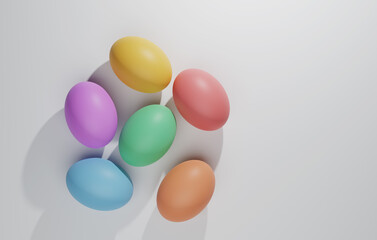 Colorful Easter eggs on white background  3D rendering