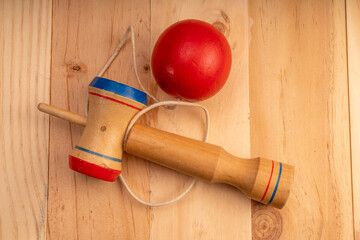 The kendama sword and ball is a traditional Japanese skill toy. 