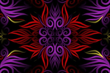 colourful caleidoscope classic gradient flower art pattern of traditional tenun batik ethnic dayak ornament for wallpaper ads background sticker or clothing