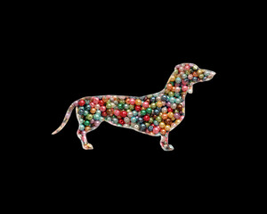 Dog Dachshund Pet Beads Icon Logo Handmade Embroidery illustration
