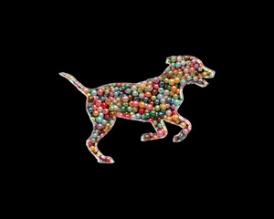 Dog Pet Running Beads Icon Logo Handmade Embroidery illustration