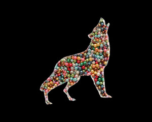 German Shepherd wolf Beads Icon Logo Handmade Embroidery illustration