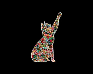 Cat Kitten Animal Beads Icon Logo Handmade Embroidery illustration