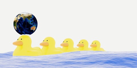 Duck on the sea and the earth © yhhh