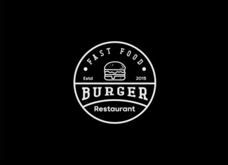 Burger Vintage Style Logo for fast food restaurant design inspiration.