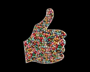 Thumbs Up, Like Beads Icon Logo Handmade Embroidery illustration