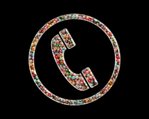 Calling Phone Beads Icon Logo Handmade Embroidery illustration