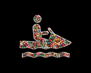 jet ski water sports, jetski Beads Icon Logo Handmade Embroidery illustration