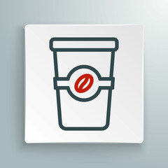 Line Coffee cup to go icon isolated on white background. Colorful outline concept. Vector