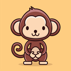 baby monkey cartoon vector icon illustration logo mascot hand drawn concept trandy cartoon