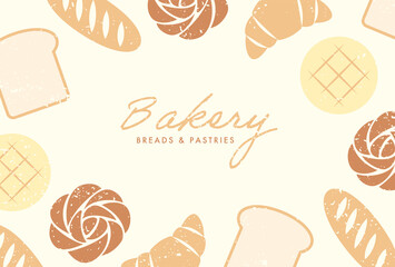 vector background with a set of breads and pastries for banners, cards, flyers, social media wallpapers, etc.