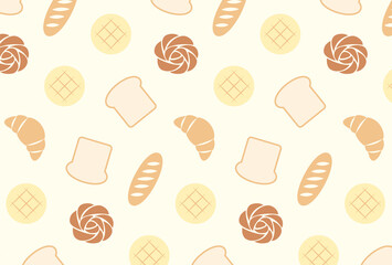 seamless pattern with breads and pastries for banners, cards, flyers, social media wallpapers, etc.