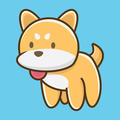 Cute dog wating the owner cartoon vector icon illustration logo mascot hand drawn concept trandy cartoon