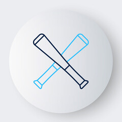 Line Crossed baseball bat icon isolated on white background. Colorful outline concept. Vector