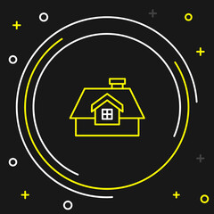 Line House icon isolated on black background. Home symbol. Colorful outline concept. Vector