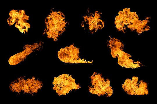 Collection fire realistic vector set.