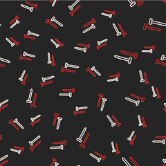 Line Metallic nails icon isolated seamless pattern on black background. Vector