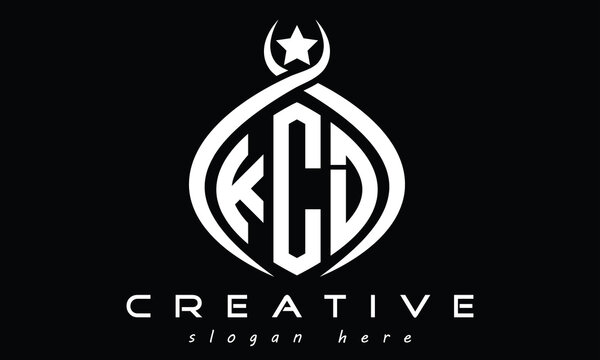 KCD three letters monogram curved oval initial logo design, geometric minimalist modern creative logo, vector template