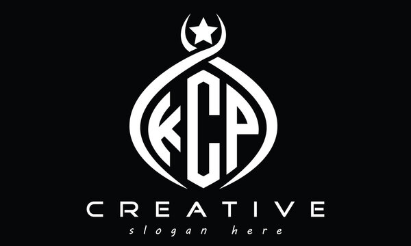 KCP three letters monogram curved oval initial logo design, geometric minimalist modern creative logo, vector template
