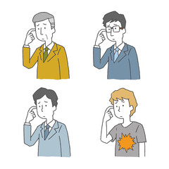 考える男性のイラストセット