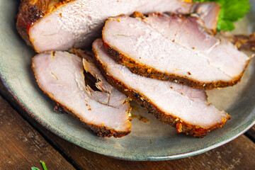 baked meat pork homemade ham dish healthy meal food diet snack on the table copy space food background rustic 