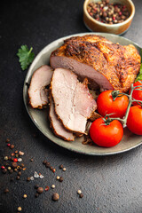 baked meat pork homemade ham dish healthy meal food diet snack on the table copy space food background rustic 