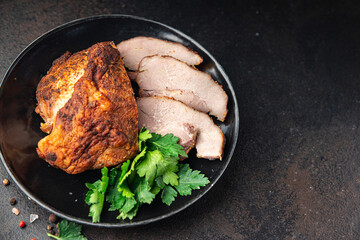 baked meat pork homemade ham dish healthy meal food diet snack on the table copy space food background rustic 